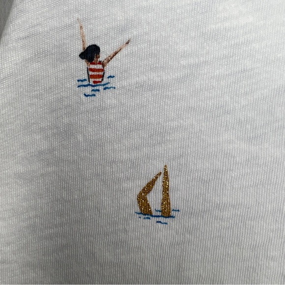J CREW White Swimmers Tee with Glitter Accents - H7879 - Sz XS - Picture 9 of 13